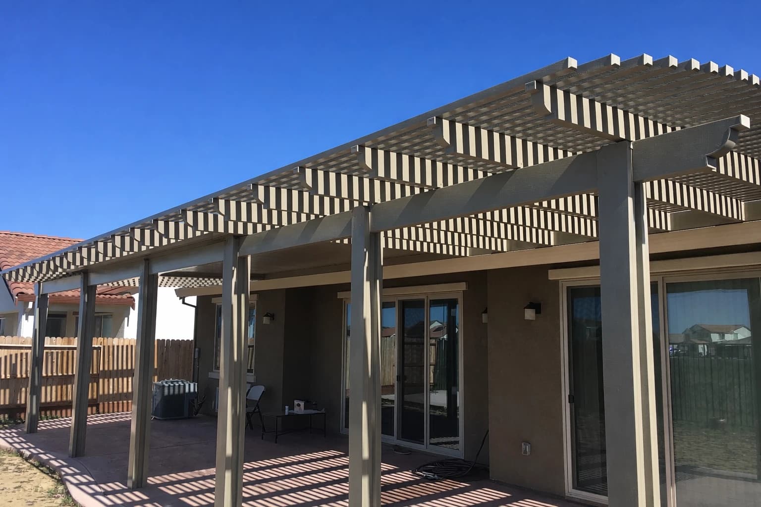 Lattice patio cover installed in Sacramento area by DCI Patios
