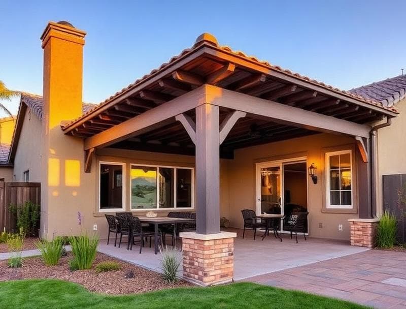 Custom aluminum patio cover designed for a Sacramento-area home by DCI Patios