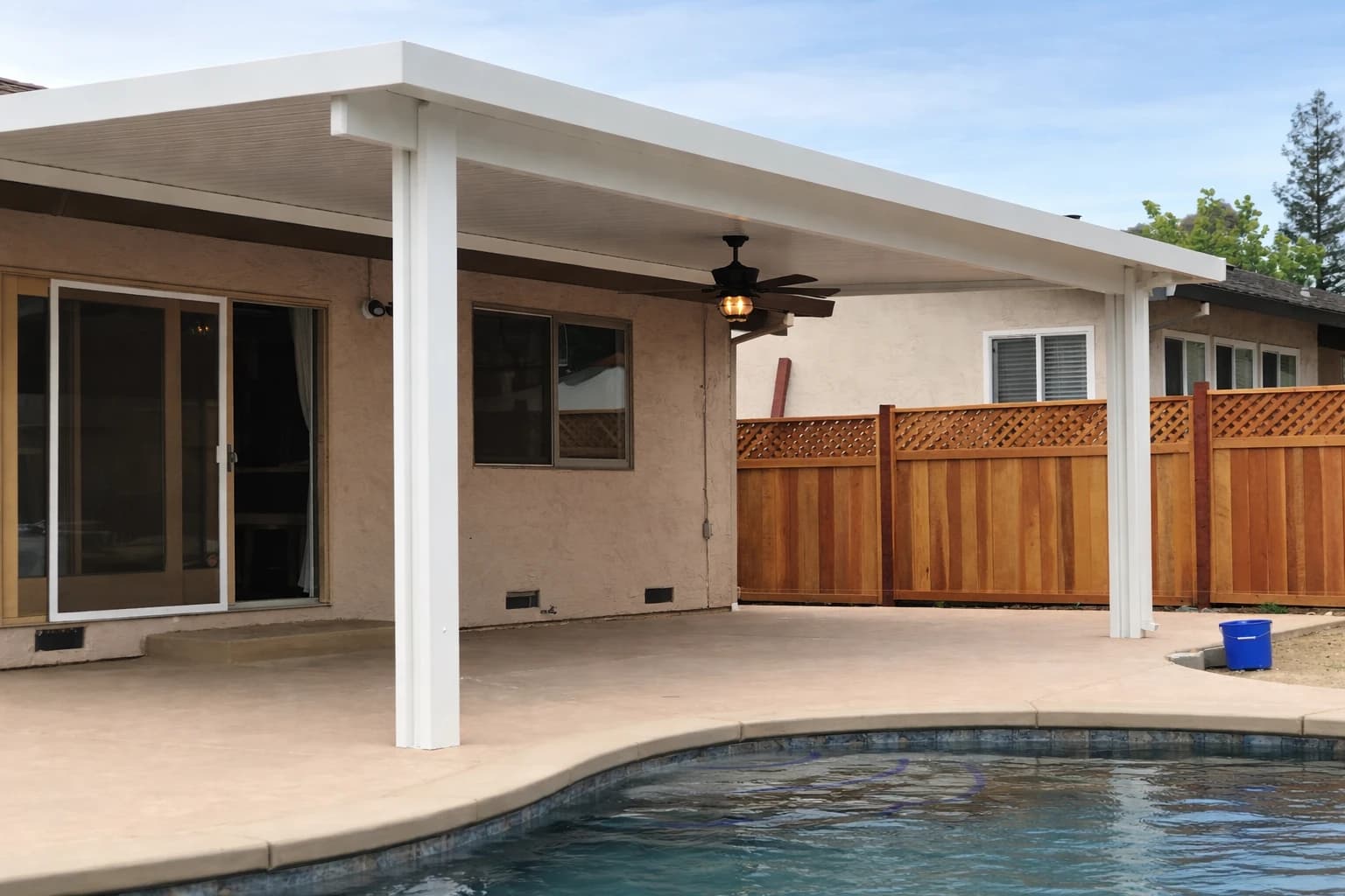 Solid patio cover installed in El Dorado Hills by DCI Patios