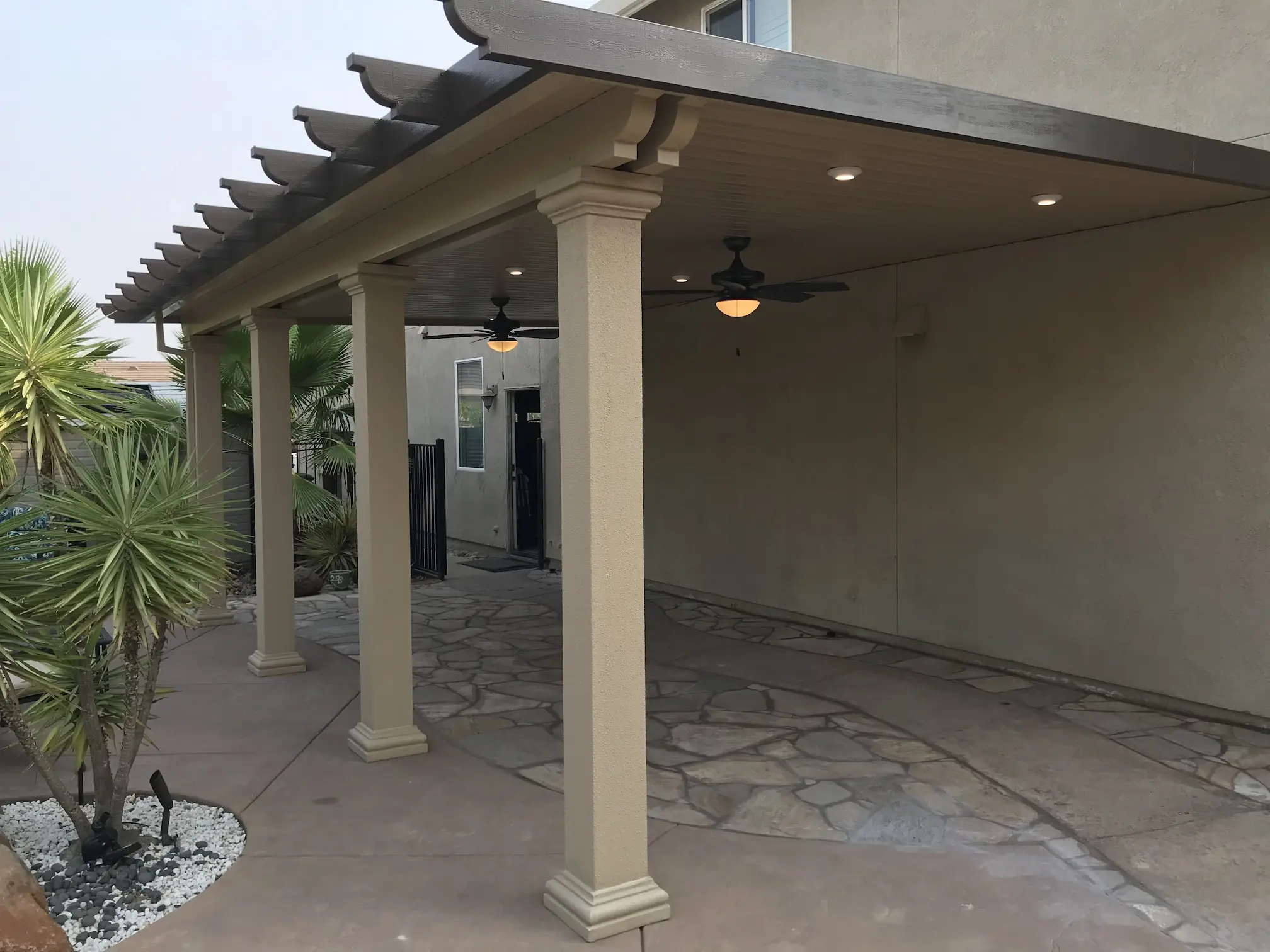 DCI Patios custom aluminum patio cover craftsmanship in Cameron Park, California